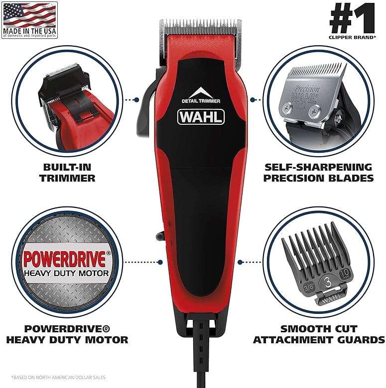 Wahl USA Clip ‘N Trim 2 in 1 Corded Hair Clipper with Pop Up Trimmer Kit, The Perfect Hair Clippers for Men’s Haircuts and Long Beard Touch Up Grooming – 79900-1501P - Image 3