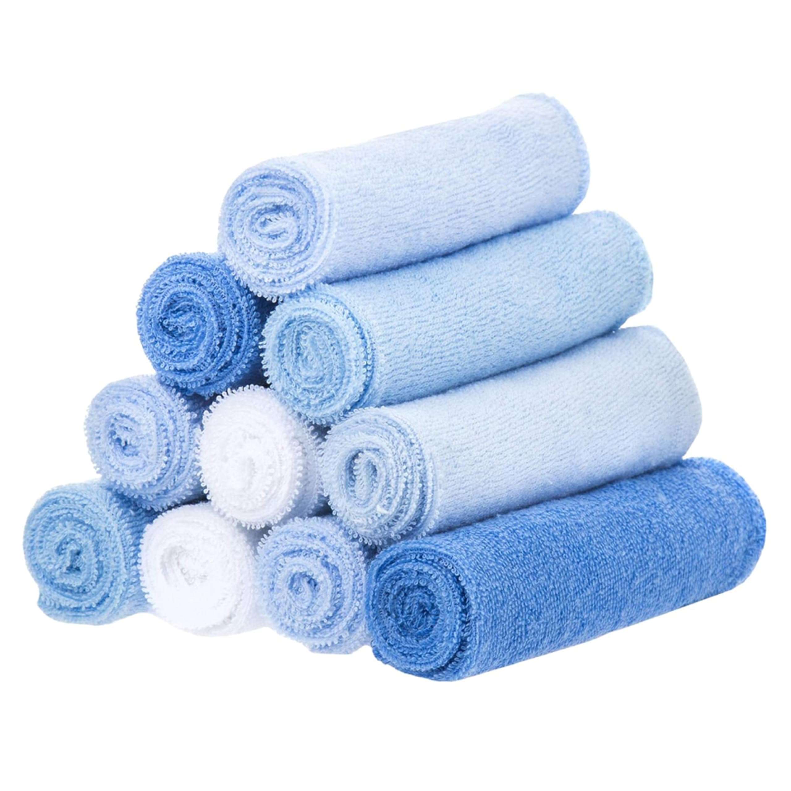 Spasilk Washcloth Wipes Set for Newborn Boys and Girls, Soft Terry Washcloth Set, Pack of 10, Blue - Image 1
