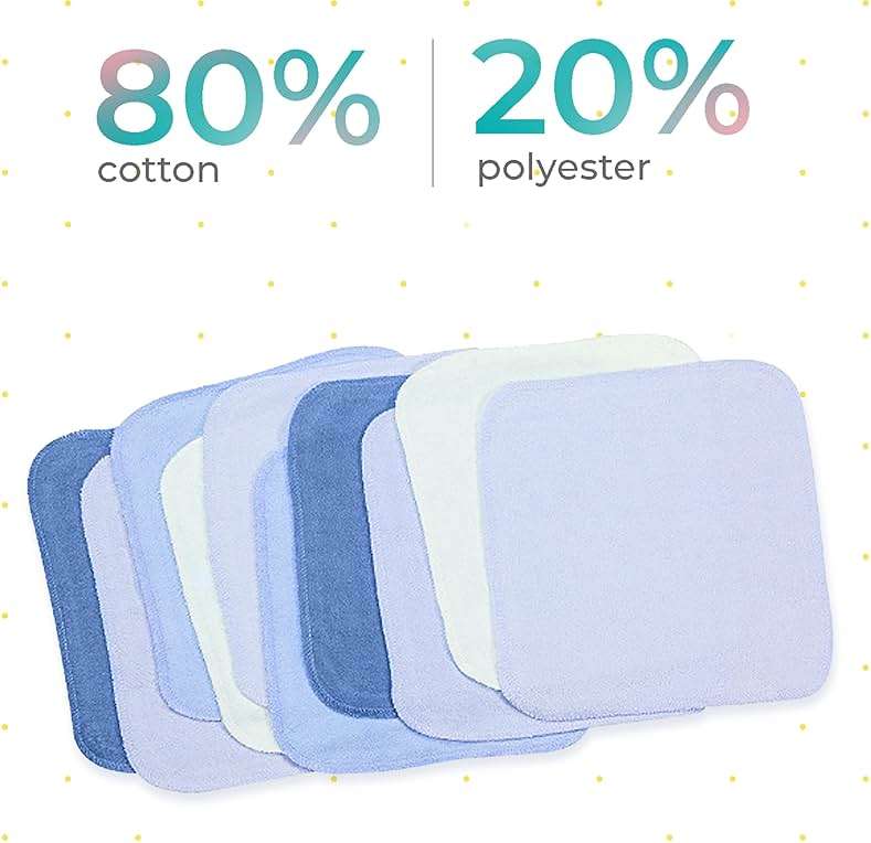 Spasilk Washcloth Wipes Set for Newborn Boys and Girls, Soft Terry Washcloth Set, Pack of 10, Blue - Image 5