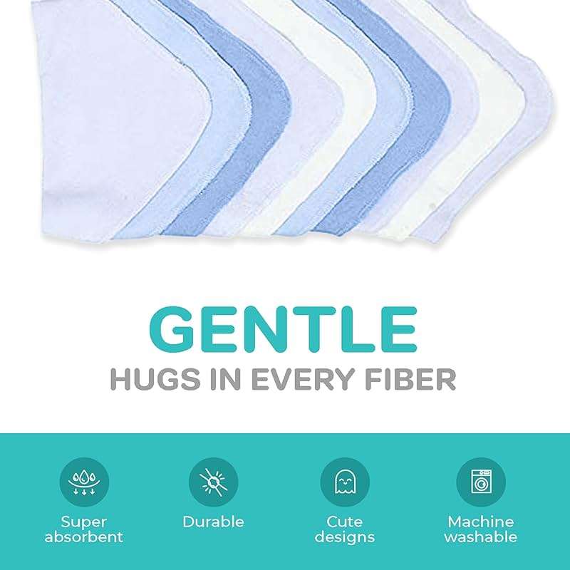 Spasilk Washcloth Wipes Set for Newborn Boys and Girls, Soft Terry Washcloth Set, Pack of 10, Blue - Image 6