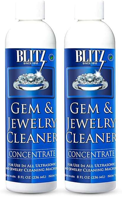 Blitz Gem & Jewelry Cleaner Liquid Concentrate for Gold, Silver, Platinum Jewelry Cleans Non-Porous, Precious & Semi-Precious Stones Non-Toxic, Non-Abrasive, Planet Friendly Made in USA 8oz (2 Pack) - Image 1