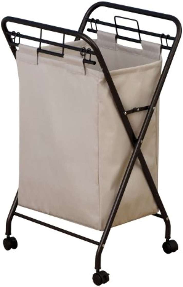Household Essentials 7172 Rolling Laundry Hamper with Heavy-Duty Canvas Bag | Antique Bronze Frame - Image 1