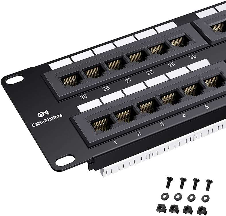 Cable Matters [UL Listed] 48 Port Patch Panel Rackmount or Wall Mount 19-Inch, 2U Cat6 Network Patch Panel for 10 Gigabit Ethernet, 110 or Krone Impact Tools Compatible - Image 1