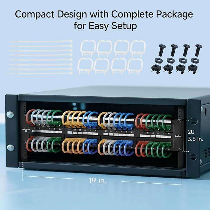 Cable Matters [UL Listed] 48 Port Patch Panel Rackmount or Wall Mount 19-Inch, 2U Cat6 Network Patch Panel for 10 Gigabit Ethernet, 110 or Krone Impact Tools Compatible - Image 7