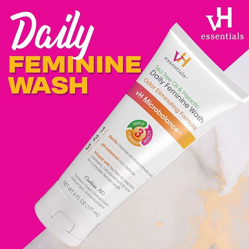 vH essentials, Ph Balanced Daily Feminine Wash, Tea Tree Oil & Prebiotic, 6, Fl Oz, (Pack Of 1) 54306 Clear - Image 3
