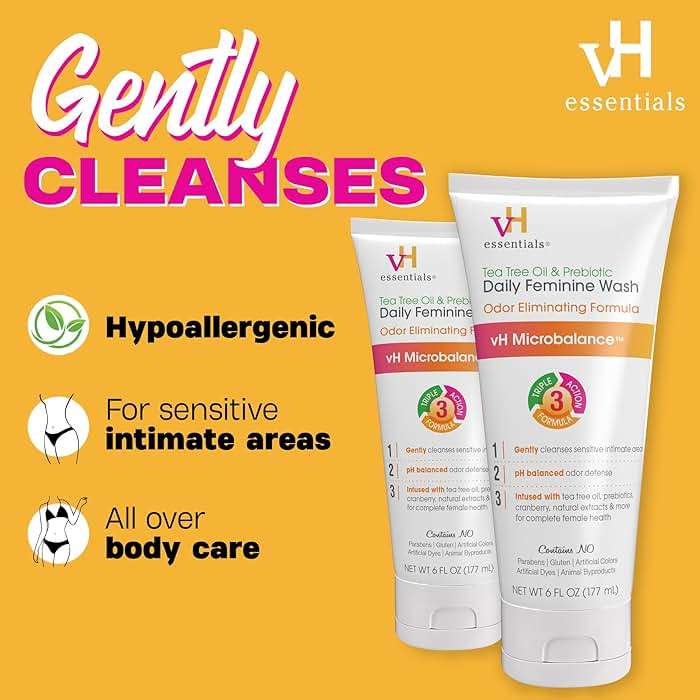 vH essentials, Ph Balanced Daily Feminine Wash, Tea Tree Oil & Prebiotic, 6, Fl Oz, (Pack Of 1) 54306 Clear - Image 4