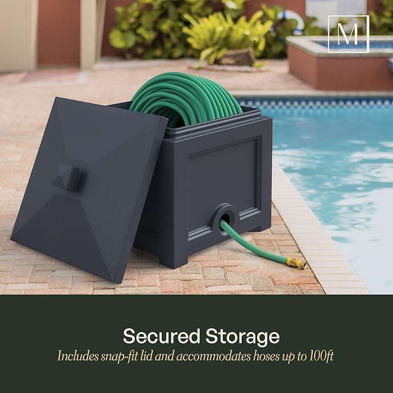 Mayne Fairfield Garden Hose Bin - Black - 17in L x 17in W x 18in H - Holds up to 100 ft. of standard garden hose (5858-B) - Image 7