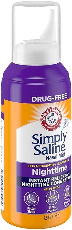 ARM & HAMMER Simply Saline Nighttime Drug-Free Mist for Nasal Congestion at Night, Extra Strength, Calming Eucalyptus, Safe to Use with Rx and OTC, For Adults and Kids Ages 2+, 4.6 oz (129 g) - Image 11