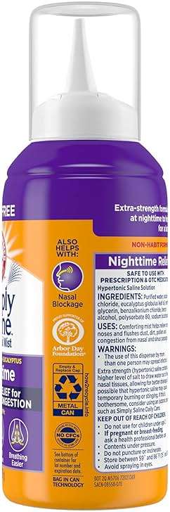 ARM & HAMMER Simply Saline Nighttime Drug-Free Mist for Nasal Congestion at Night, Extra Strength, Calming Eucalyptus, Safe to Use with Rx and OTC, For Adults and Kids Ages 2+, 4.6 oz (129 g) - Image 16