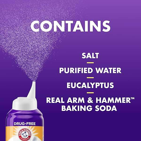 ARM & HAMMER Simply Saline Nighttime Drug-Free Mist for Nasal Congestion at Night, Extra Strength, Calming Eucalyptus, Safe to Use with Rx and OTC, For Adults and Kids Ages 2+, 4.6 oz (129 g) - Image 8