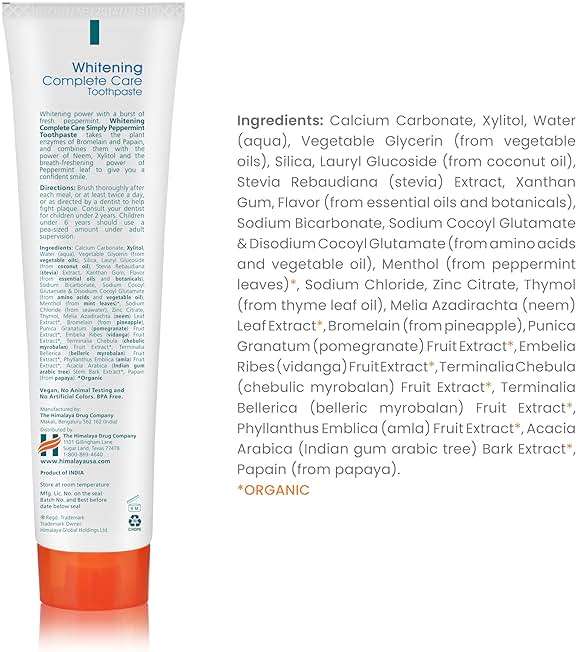 Himalaya Botanique Whitening Complete Care Toothpaste, Peppermint Flavor - Whitening Toothpaste Without Fluoride for Brighter Teeth & Fresh Breath - Vegan, Gluten Free, 5.29 oz - Image 2