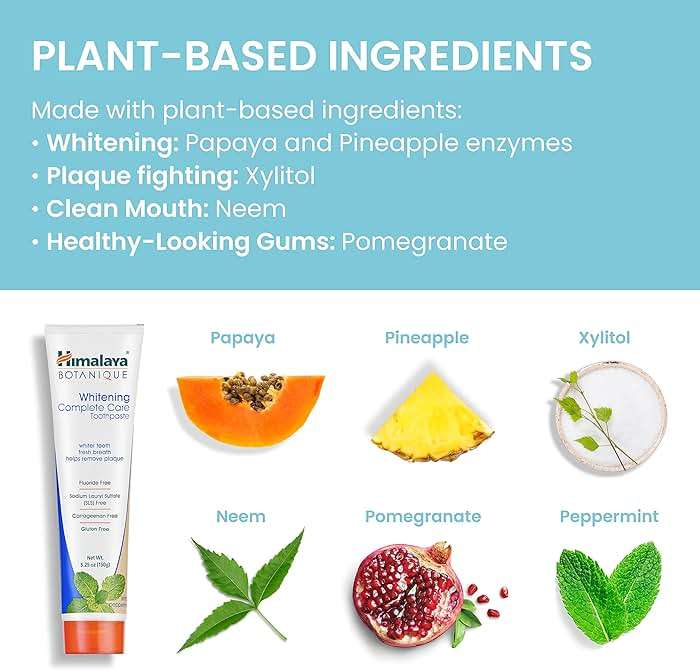Himalaya Botanique Whitening Complete Care Toothpaste, Peppermint Flavor - Whitening Toothpaste Without Fluoride for Brighter Teeth & Fresh Breath - Vegan, Gluten Free, 5.29 oz - Image 4