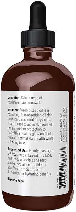NOW Solutions, Rose Hip Seed Oil, 100% Pure, Nourishing and Renewing, For Facial Care, Vegan, Child Resistant Cap, 4-Ounce - Image 2