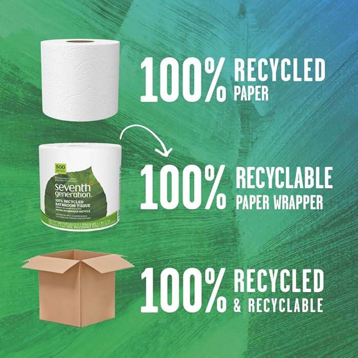 Seventh Generation White Toilet Paper 2-ply 100% Recycled Paper, 500 sheets, Pack of 60 - Image 5
