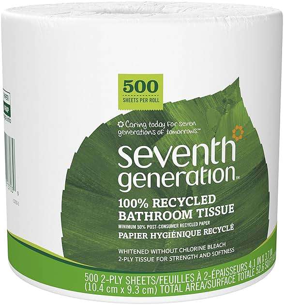 Seventh Generation White Toilet Paper 2-ply 100% Recycled Paper, 500 sheets, Pack of 60 - Image 8