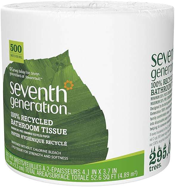 Seventh Generation White Toilet Paper 2-ply 100% Recycled Paper, 500 sheets, Pack of 60 - Image 9