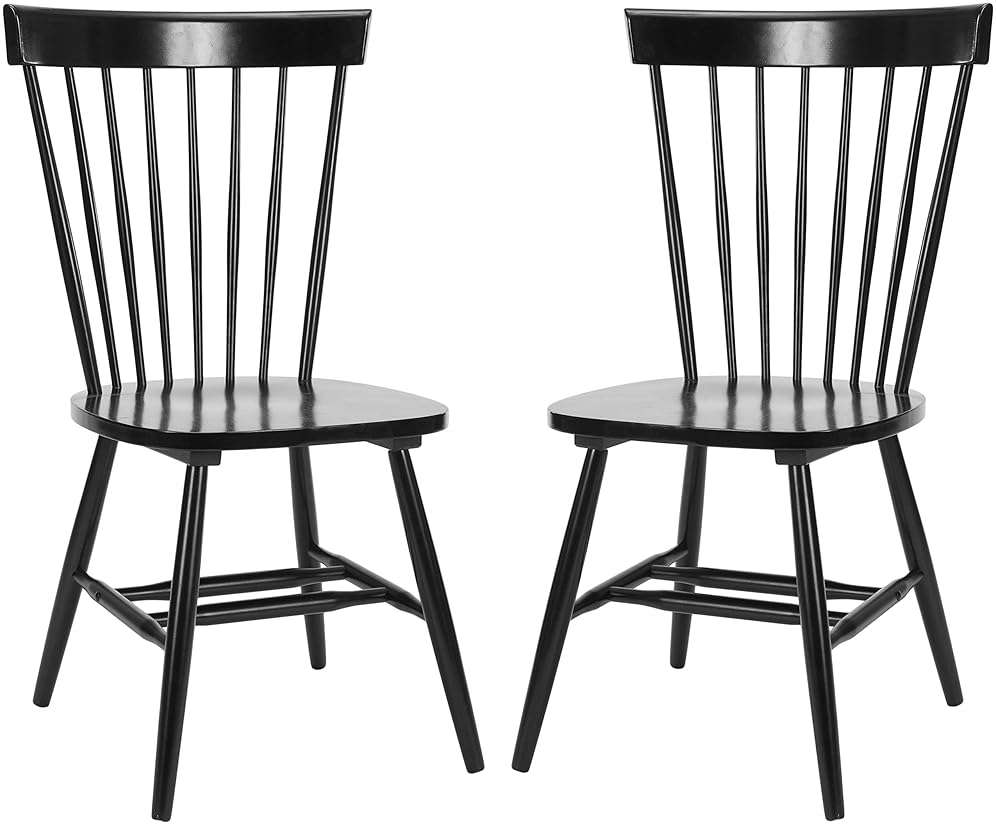 SAFAVIEH Furniture - Parker Spindle Dining Chair Set of 2 - Black - Solid Wood - Classic Windsor Design - Ideal for Dining Room, Kitchen, 17.3" Seat Height (AMH8500B-SET2) - Image 1