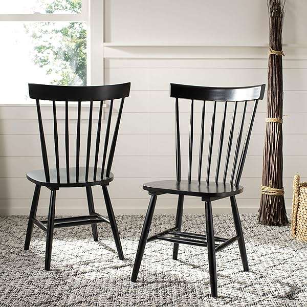 SAFAVIEH Furniture - Parker Spindle Dining Chair Set of 2 - Black - Solid Wood - Classic Windsor Design - Ideal for Dining Room, Kitchen, 17.3" Seat Height (AMH8500B-SET2) - Image 2