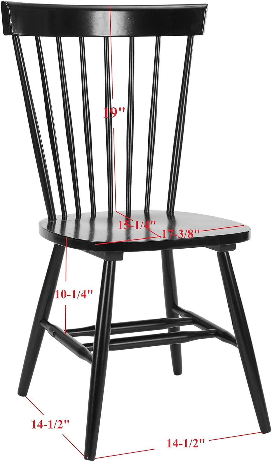 SAFAVIEH Furniture - Parker Spindle Dining Chair Set of 2 - Black - Solid Wood - Classic Windsor Design - Ideal for Dining Room, Kitchen, 17.3" Seat Height (AMH8500B-SET2) - Image 3