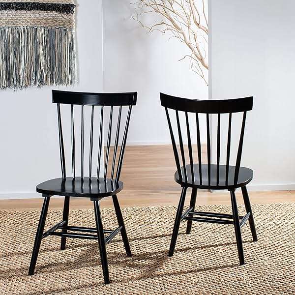 SAFAVIEH Furniture - Parker Spindle Dining Chair Set of 2 - Black - Solid Wood - Classic Windsor Design - Ideal for Dining Room, Kitchen, 17.3" Seat Height (AMH8500B-SET2) - Image 6