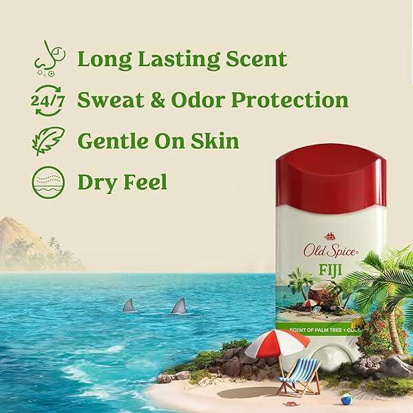 Old Spice Dry Feel Antiperspirant Deodorant for Men, 24/7 Freshness, 24/7 Sweat & Odor Protection, Gentle on Skin with Skin Conditioners, Fiji with Palm Tree + Coconut Scent, 2.6 oz (Pack of 2) - Image 3