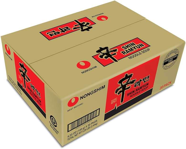 Nongshim Shin Ramyun Noodles, Spicy Korean Signature Instant Ramyun, Rich Beef Flavored Broth, Microwaveable, Korean Instant Noodles, 4.23 oz (Pack of 20), Packaging May Vary. - Image 9