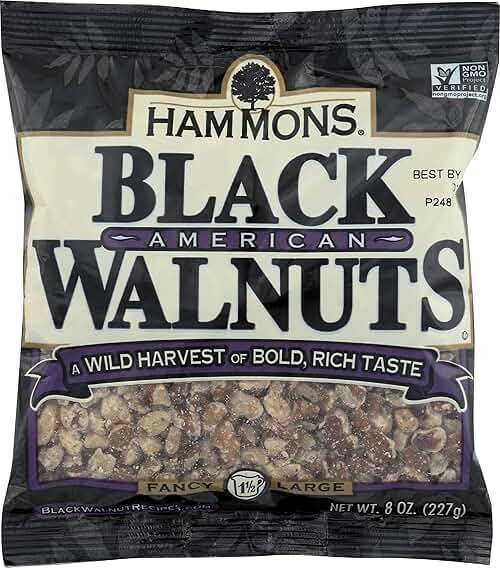 Hammons Fancy Large Black Walnuts - Wild Harvested - Non-GMO - Gluten-Free - High Protein - Keto Snack - Nuts for Cooking and Baking - 8oz - Image 1