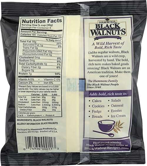 Hammons Fancy Large Black Walnuts - Wild Harvested - Non-GMO - Gluten-Free - High Protein - Keto Snack - Nuts for Cooking and Baking - 8oz - Image 2