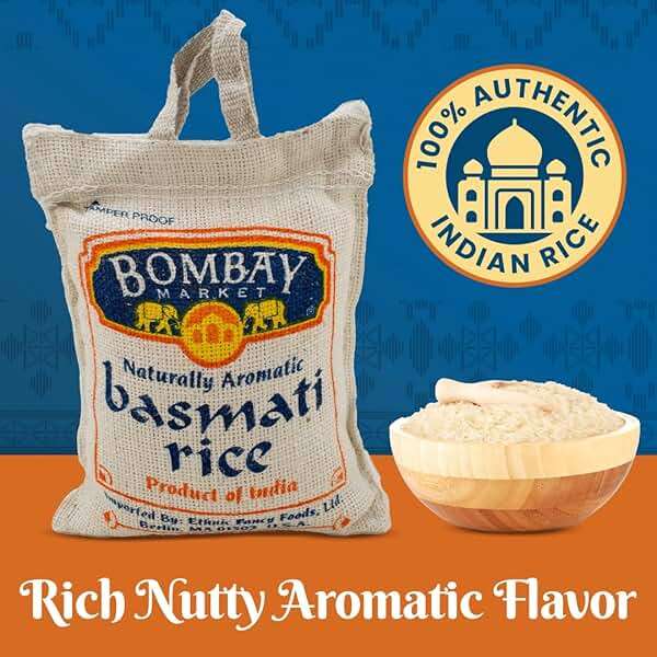Bombay Market White Basmati Rice - Aromatic & Nutty Flavor Basmati Rice - Long Grain Rice Basmati (4 Pound Bag) - Image 2