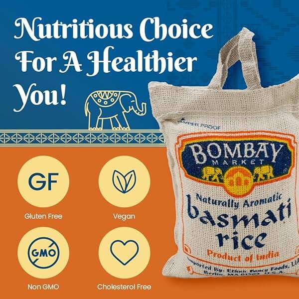 Bombay Market White Basmati Rice - Aromatic & Nutty Flavor Basmati Rice - Long Grain Rice Basmati (4 Pound Bag) - Image 3