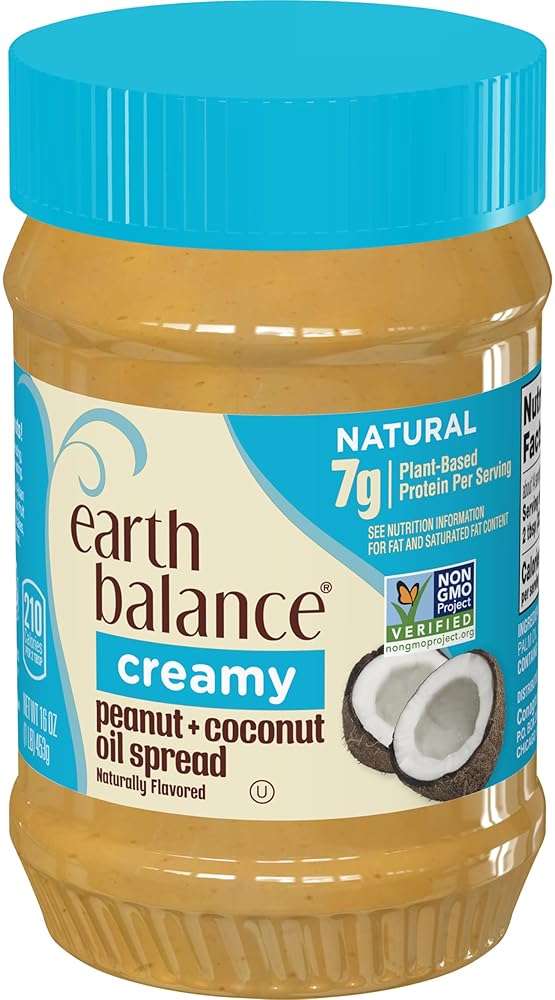Earth Balance Creamy Peanut and Coconut Oil Spread, Vegan and Gluten Free, 16 oz. - Image 1