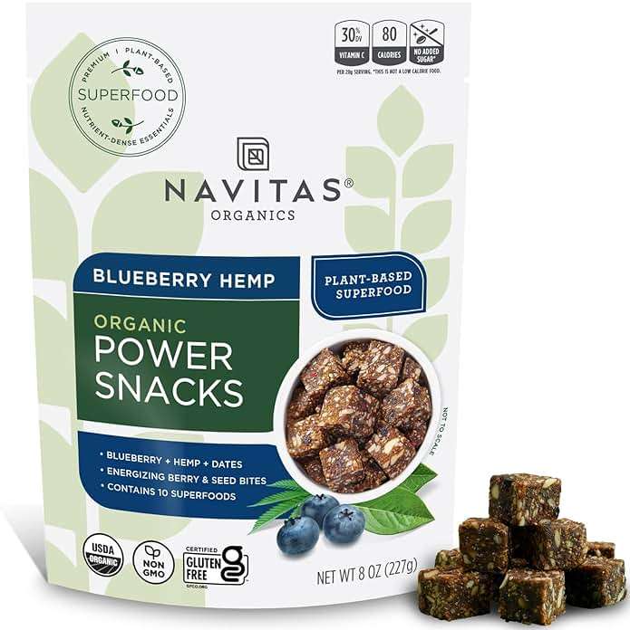 Navitas Organics Superfood Power Snacks, Blueberry Hemp, 8oz. Bag, 11 Servings - Organic, Non-GMO, Gluten-Free - Image 1