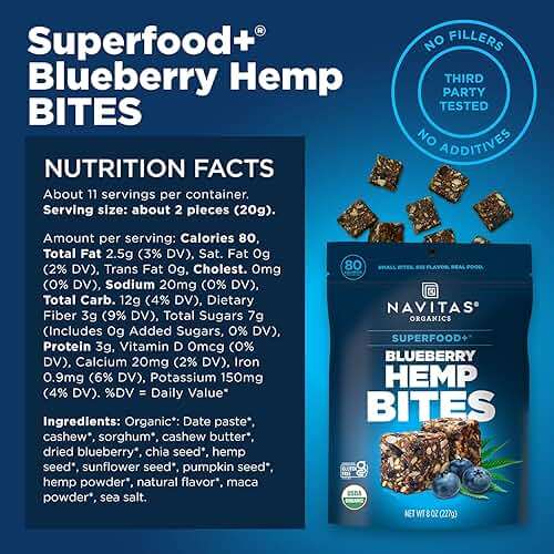 Navitas Organics Superfood Power Snacks, Blueberry Hemp, 8oz. Bag, 11 Servings - Organic, Non-GMO, Gluten-Free - Image 4