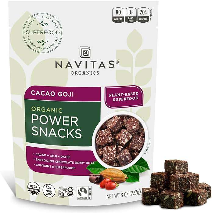 Navitas Organics Cacao Goji Superfood+ BITES – Power Snacks – All Natural Plant Based – Clean Energy & Nutrition – USDA Organic, Non GMO, Gluten Free, Soy Free, Kosher, Vegan (8oz. Bag 11 Servings) - Image 1