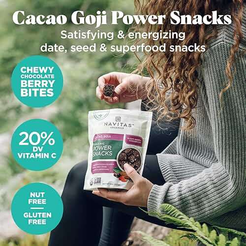 Navitas Organics Cacao Goji Superfood+ BITES – Power Snacks – All Natural Plant Based – Clean Energy & Nutrition – USDA Organic, Non GMO, Gluten Free, Soy Free, Kosher, Vegan (8oz. Bag 11 Servings) - Image 3