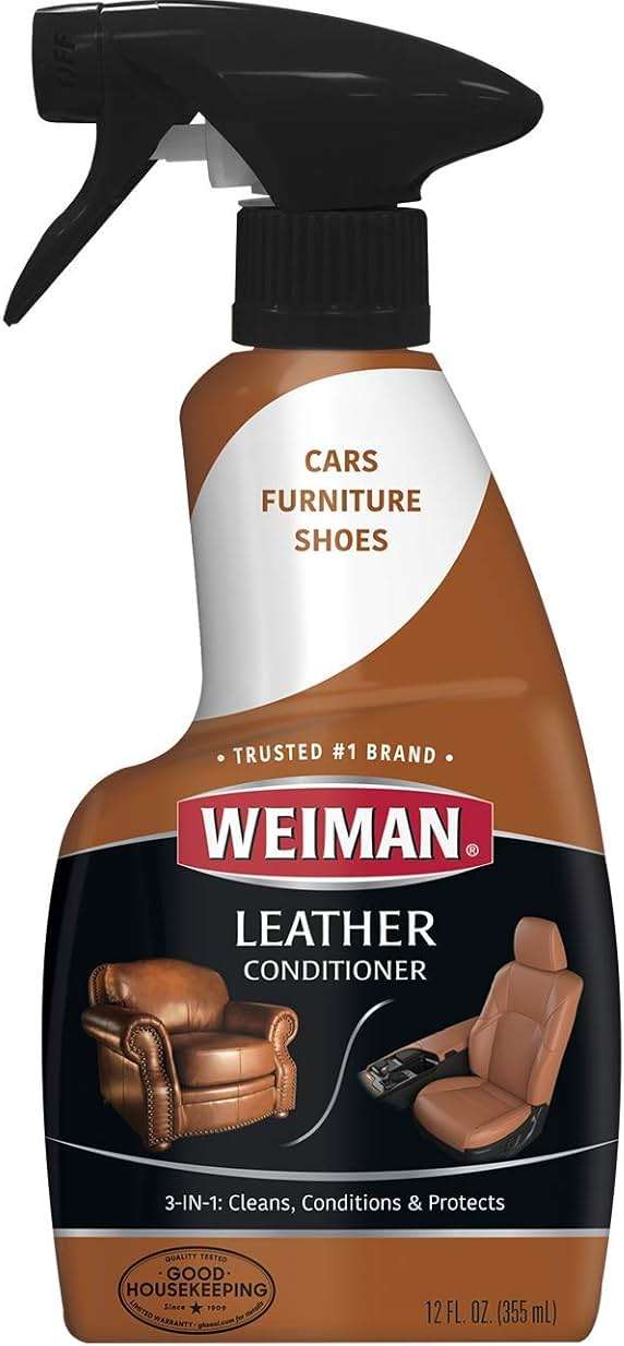 Weiman Leather Cleaner & Conditioner - Cleans, Restores & Protects Leather, UV Protection Prevent Cracking & Fading, Auto, Sofas, Shoes, Bags & All Finished Leather Surfaces, 1 Pack, 12 Fl Oz - Image 1