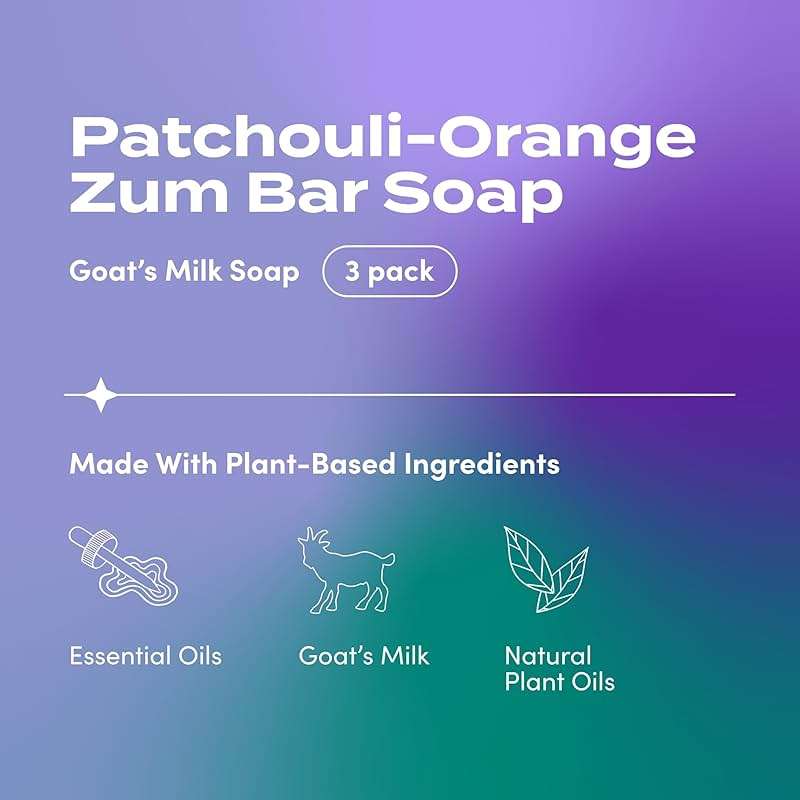 Indigo Wild Zum Goat's Milk Soap Bar - Bar Soap for Hands & Body Made with Essential Oils - 3 oz - Patchouli-Orange (3 Pack) - Image 2
