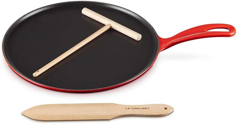 Le Creuset Enameled Cast Iron Traditional Round Crepe Pan, 10.25", Cerise - Image 1