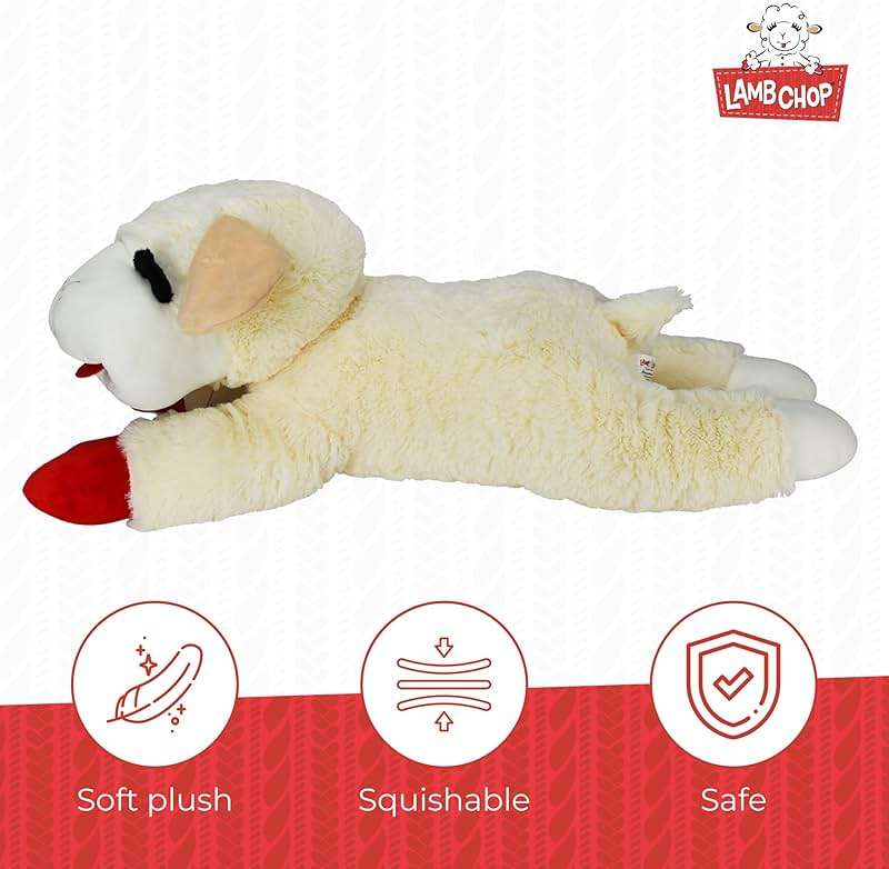 Multipet Lamb Chop Dog Plush Toy - Squeaky Toy for All Dogs - Extra Soft Plush - Stuffed Animal for Cuddling & Playing - Jumbo (24", Cream) - Image 3