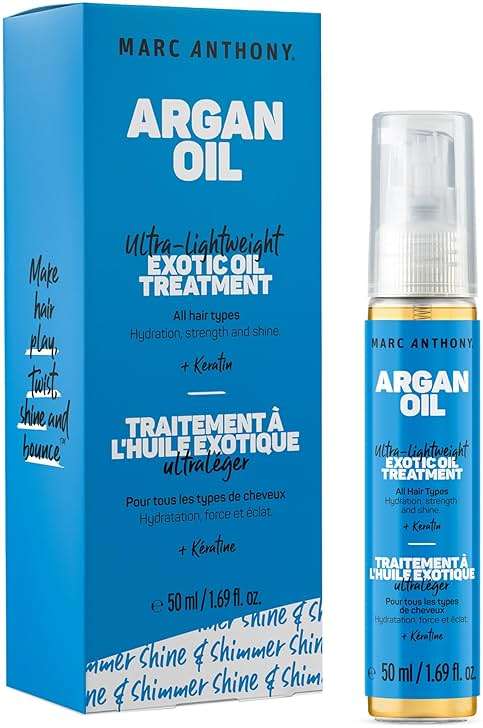 Marc Anthony Exotic Argan Oil Treatment with Keratin - Ultra-Lightweight Hair Oil Treatment Hydrates & Strengthens for Shiny, Healthy-Looking Hair for All Hair Types - Sulfate & Paraben Free - Image 1