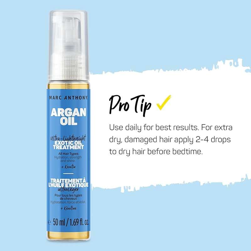 Marc Anthony Exotic Argan Oil Treatment with Keratin - Ultra-Lightweight Hair Oil Treatment Hydrates & Strengthens for Shiny, Healthy-Looking Hair for All Hair Types - Sulfate & Paraben Free - Image 6
