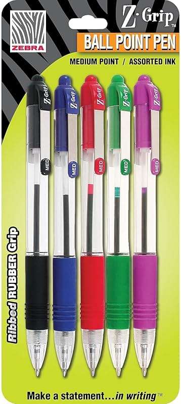 Zebra Pen Z-Grip Ballpoint Retractable Pen, 1.0mm, Assorted, 5-Pack - Image 2