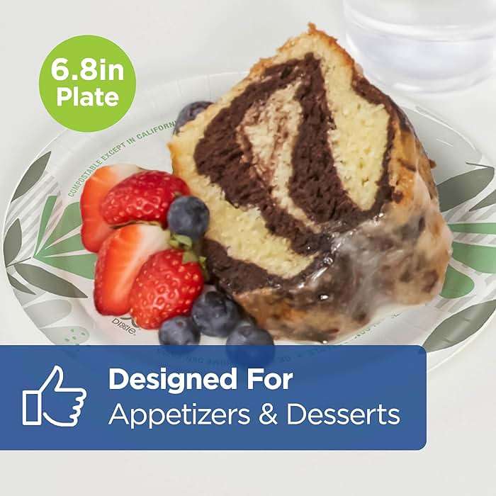 Dixie 6.8 Inch Medium-Weight Paper Plates By GP PRO, Pathways Botanical Design, 500 Count (125 Disposable Plates Per Pack, 4 Packs Per Case), UX7WS - Image 4