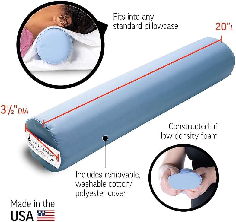 OPTP The Original McKenzie Cervical Roll, 20" Neck Support Pillow to Relieve Neck and Back Pain - Round Pillow for Improved Sleeping Support and Cervical Pain Relief - Made in The USA - Image 3