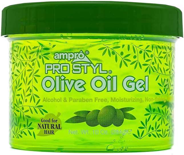 AmPro Pro Styl Protein Styling Gel - Moisturizes and Defines Strands - Helps Protect and Hydrate, Tames and Adds Shine without Weighing Down Tresses - Alcohol and Paraben Free - Olive - 10 oz - Image 1