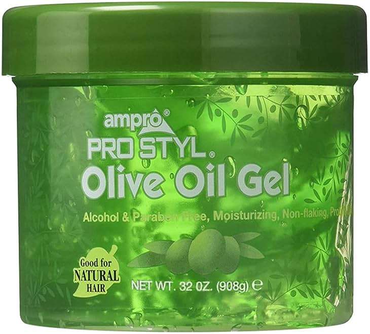 AmPro Pro Styl Protein Styling Gel - Moisturizes and Defines Strands - Helps Protect and Hydrate, Tames and Adds Shine without Weighing Down Tresses - Alcohol and Paraben Free - Olive - 32 oz - Image 1