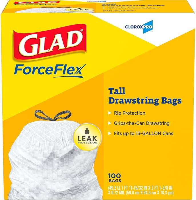 CloroxPro Glad ForceFlex Tall Drawstring Trash Bags, 13 Gal, 100 Ct (Pack May Vary) - Image 9
