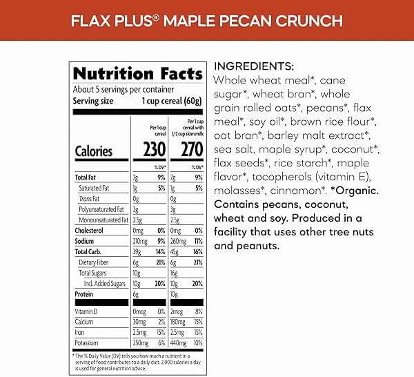 Nature's Path Organic Flax Plus Maple Pecan Crunch Cereal, 11.5 oz (Pack of 1), Non-GMO - Image 7