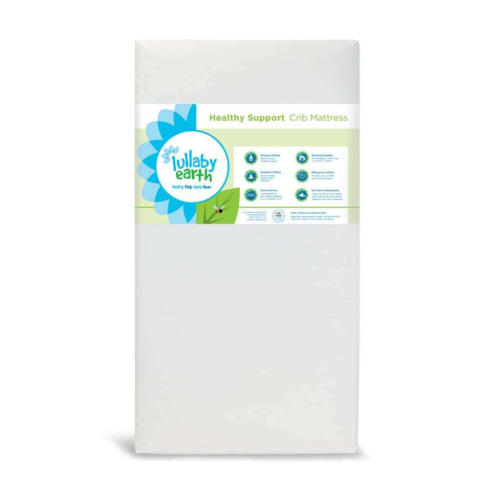 Lullaby Earth Non-Toxic Crib Mattress - Waterproof - Fits Standard Baby and Toddler Bed, White - Image 1