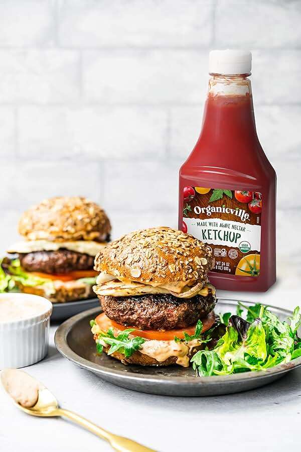 Organicville Organic Ketchup - Tomato Ketchup, Gluten Free, Non-GMO, Vegan, USDA Organic, Made with Agave Nectar, Plant-Based Ketchup, Squeeze Bottle - 24 Oz - Image 5
